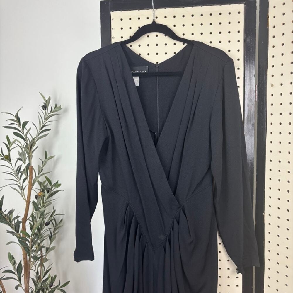 Vintage Barbara Barbara Black Draped-Neck Dress Sz 10 — Quiet Luxury Chic - Picture 7 of 9